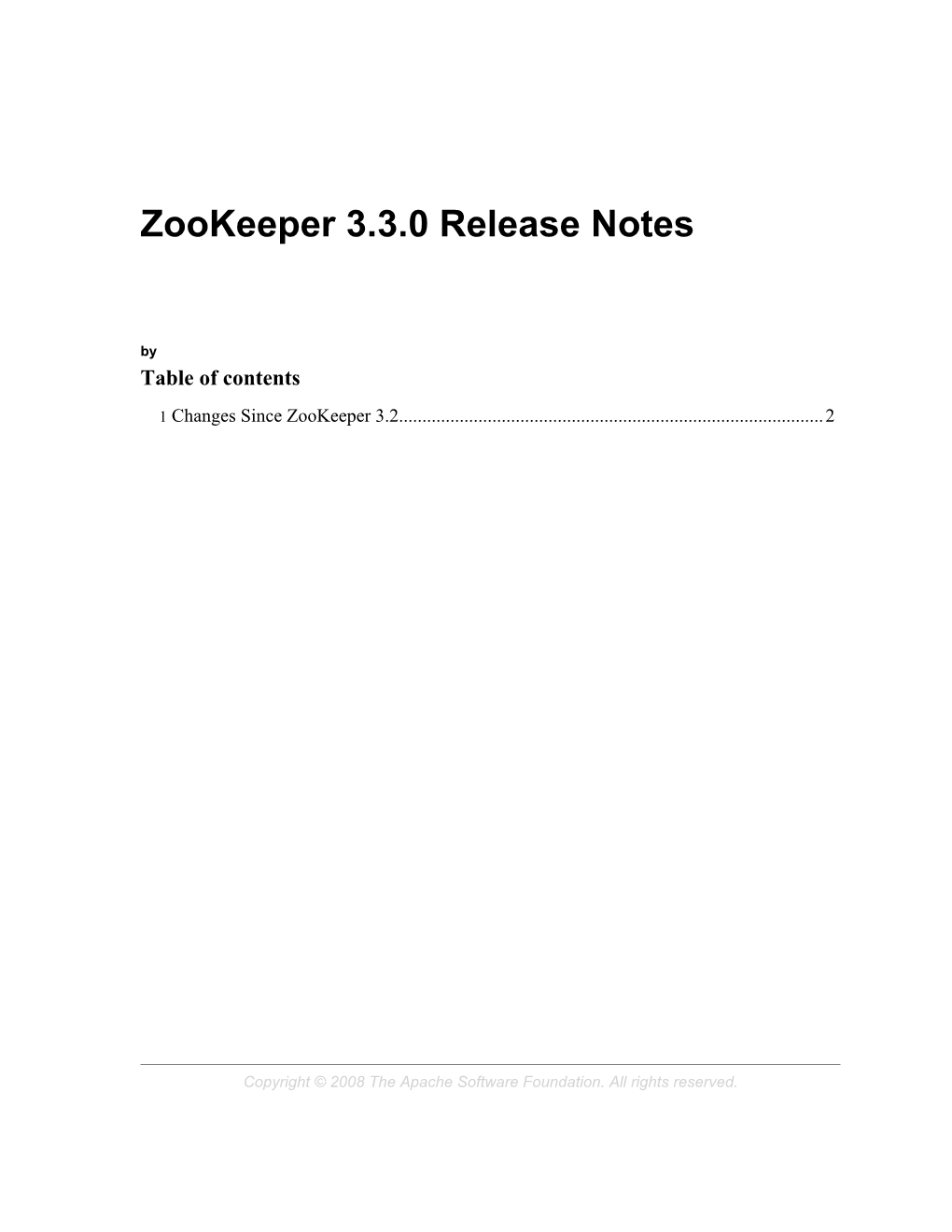 Zookeeper 3.3.0 Release Notes