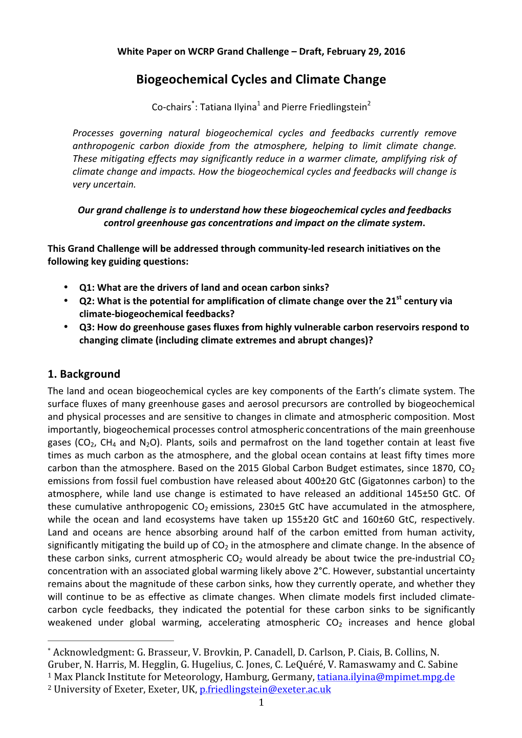 Biogeochemical Cycles and Climate Change