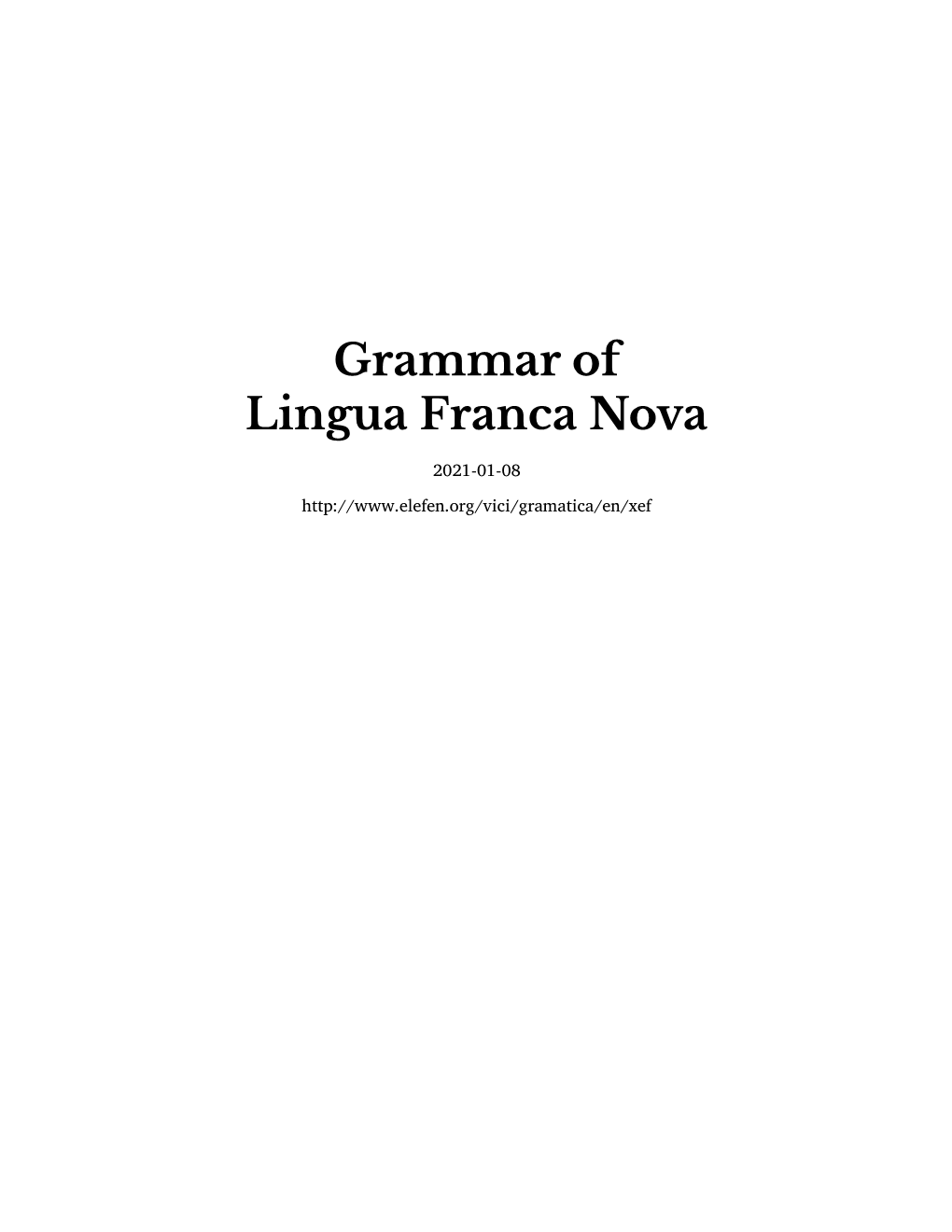 Grammar of Lingua Franca Nova