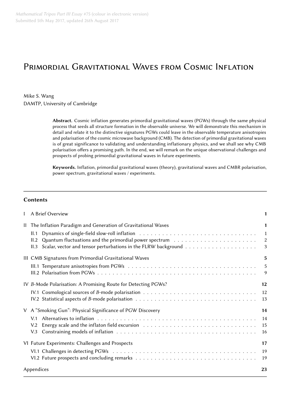 Primordial Gravitational Waves from Cosmic Inflation