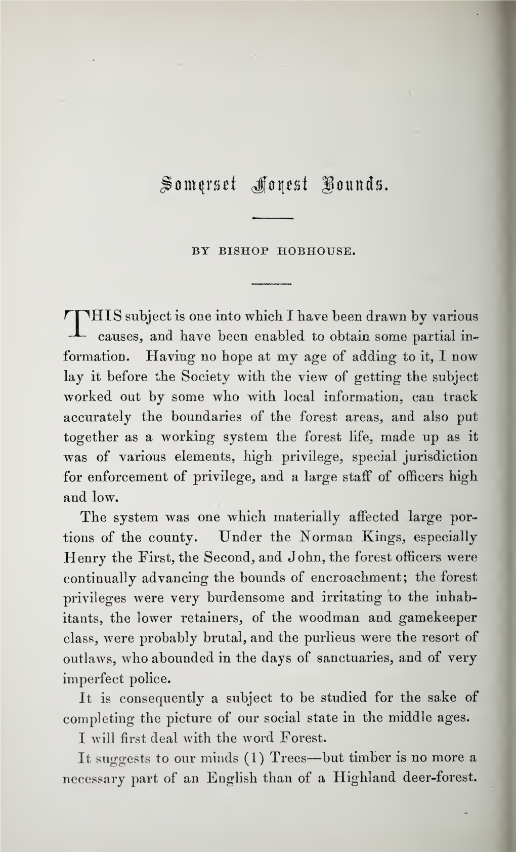 Hobhouse, B, Somerset Forest Bounds, Part II, Volume 37