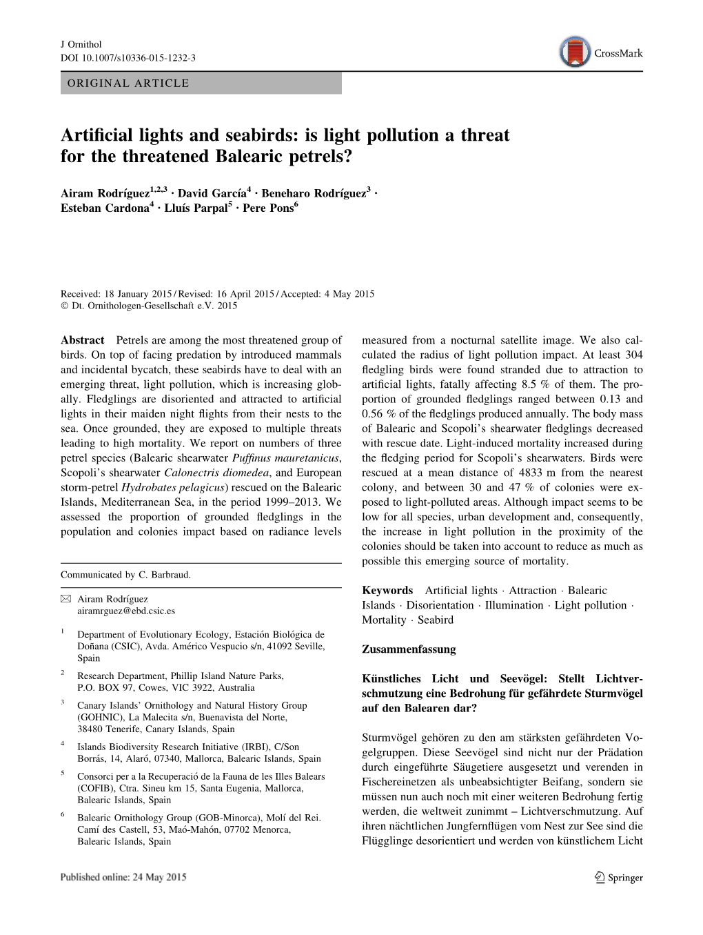 Artificial Lights and Seabirds: Is Light Pollution a Threat for the Threatened