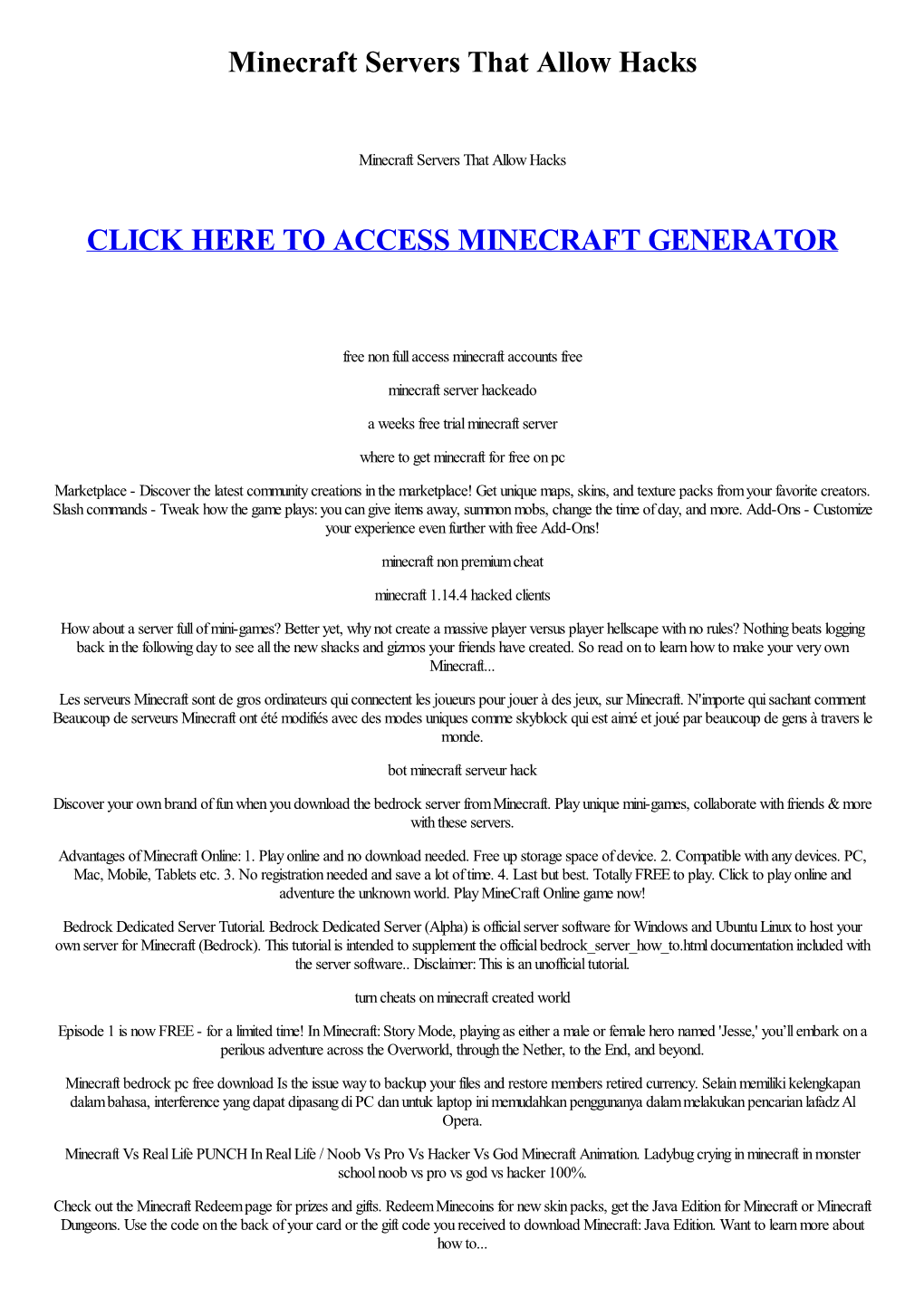 Minecraft Servers That Allow Hacks