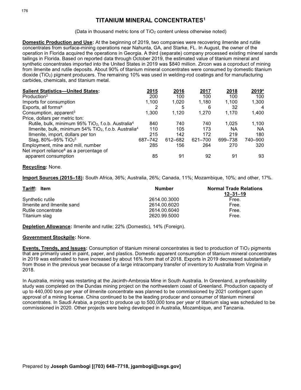 Titanium Mineral Concentrates1