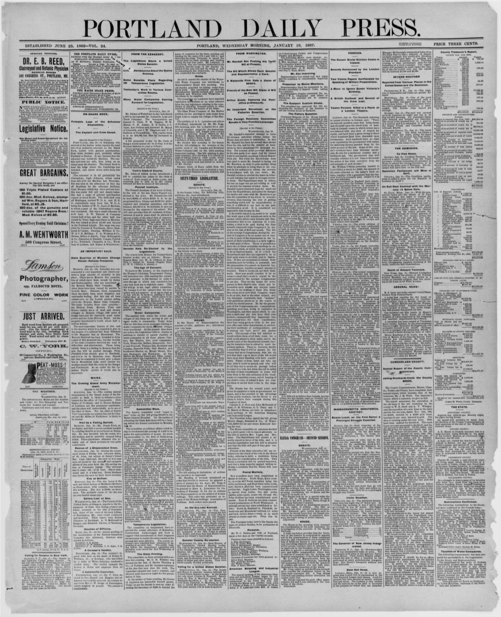 Portland Daily Press: January 19,1887