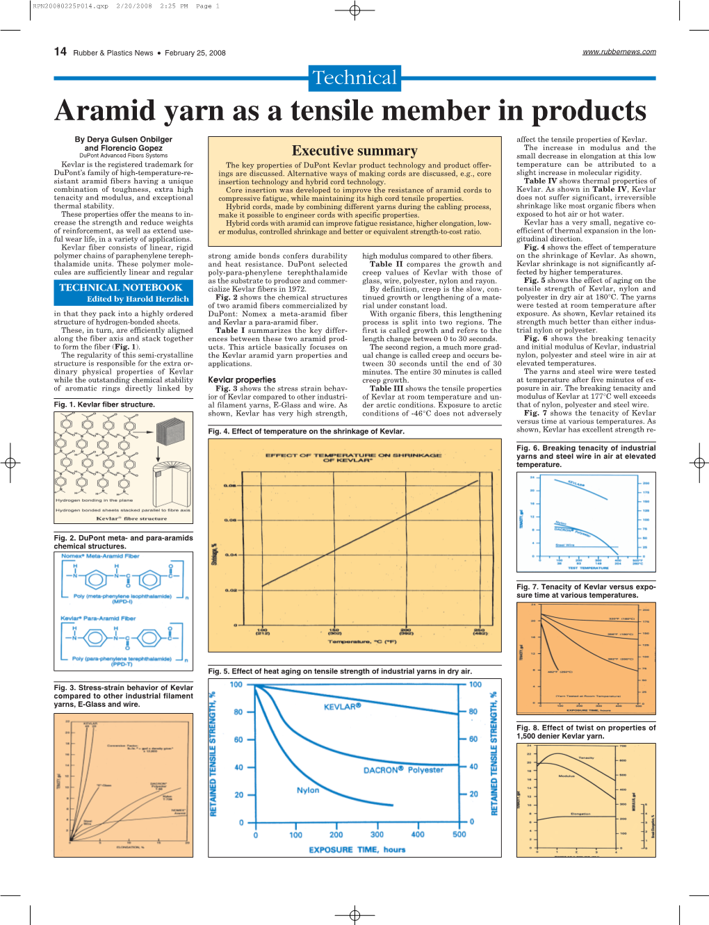 Aramid Yarn As a Tensile Member in Products