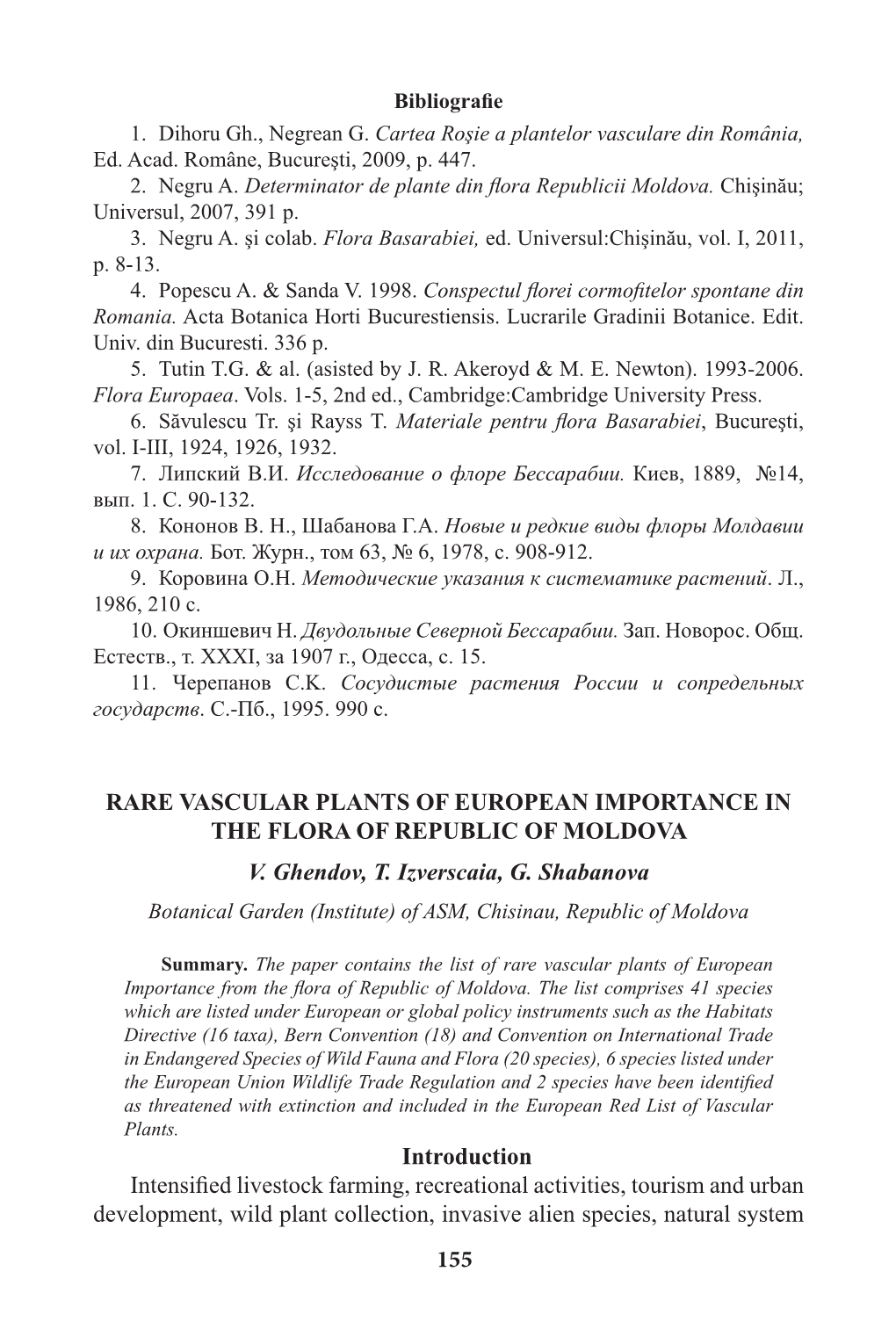 155 Rare Vascular Plants of European Importance in The