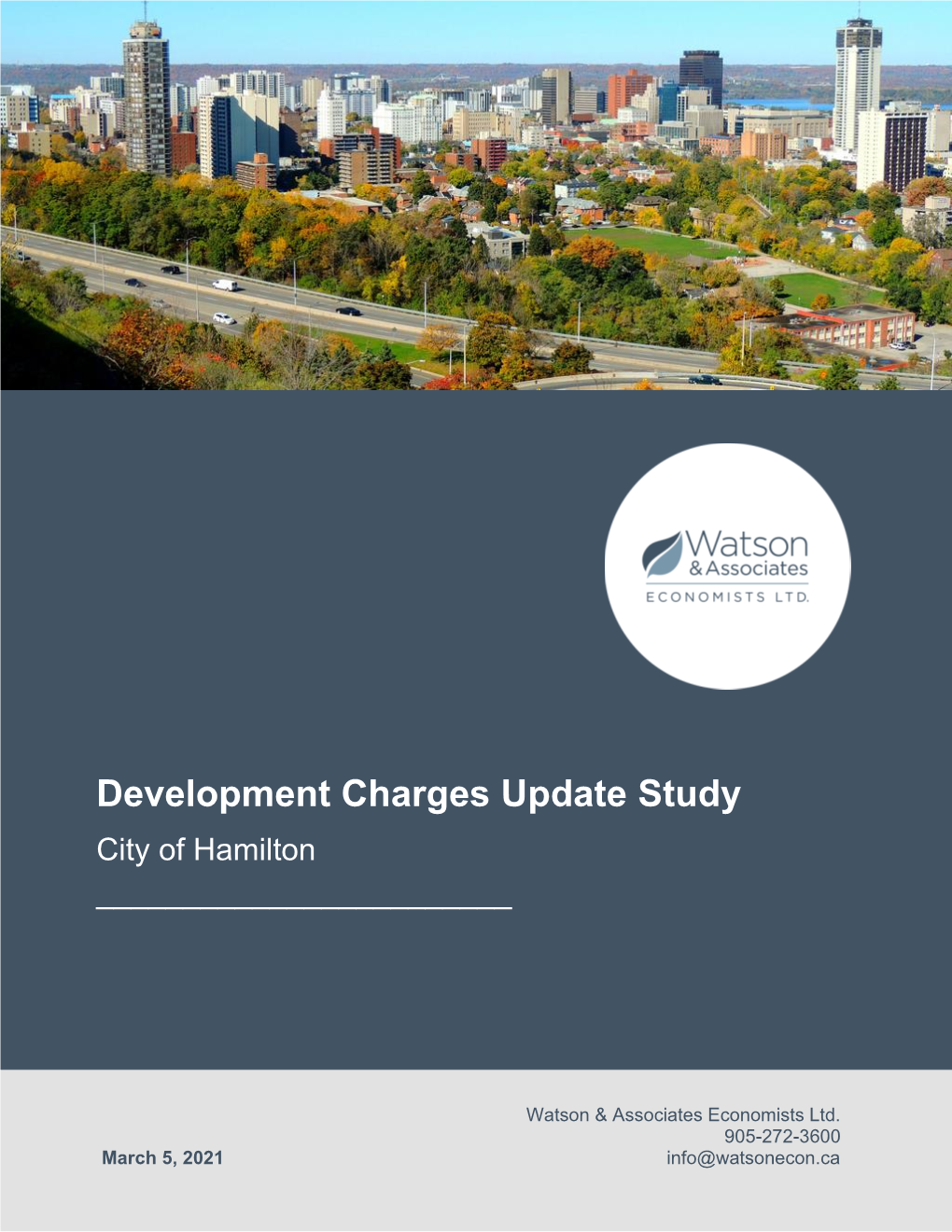 Development Charges Update Study City of Hamilton ______