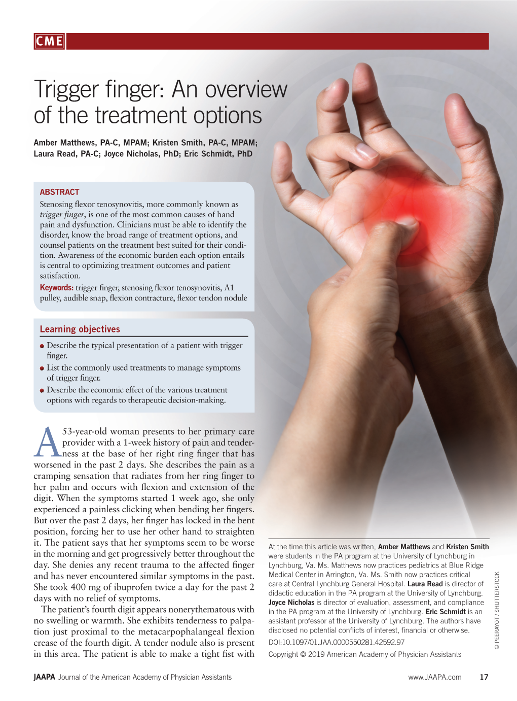 Trigger Finger: an Overview of the Treatment Options