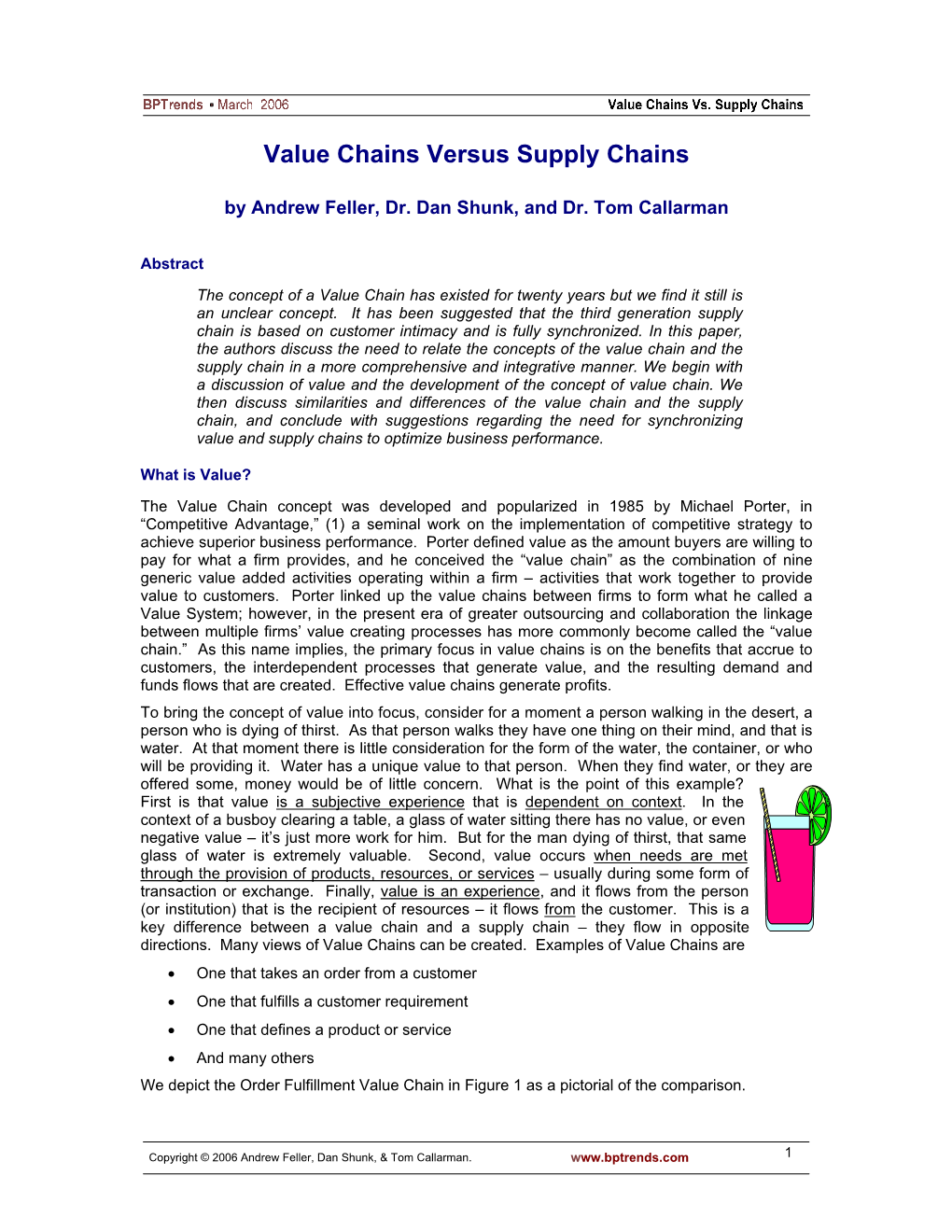 Value Chains Versus Supply Chains