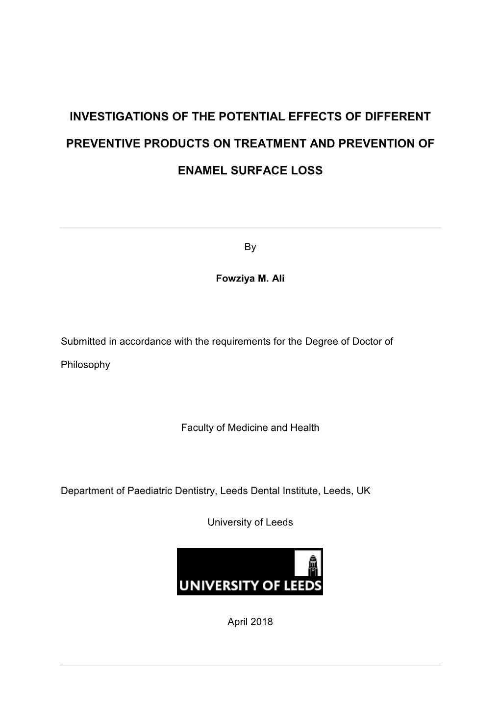 Tigations of the Potential Effects of Different