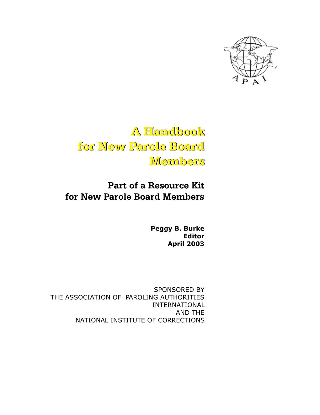 Handbook for New Parole Board Members