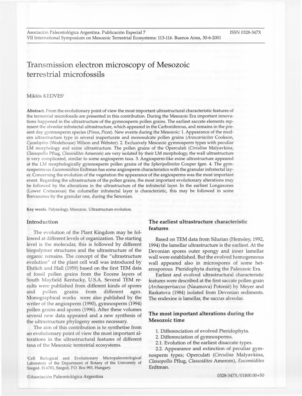 Transmission Electron Microscopy of Mesozoic Terrestrial Microfossils