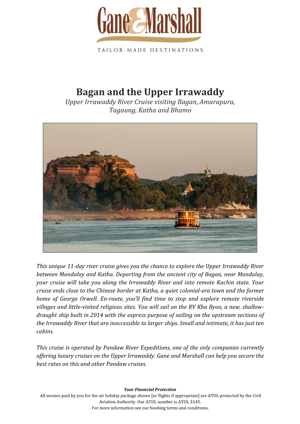 Bagan and the Upper Irrawaddy River Cruise