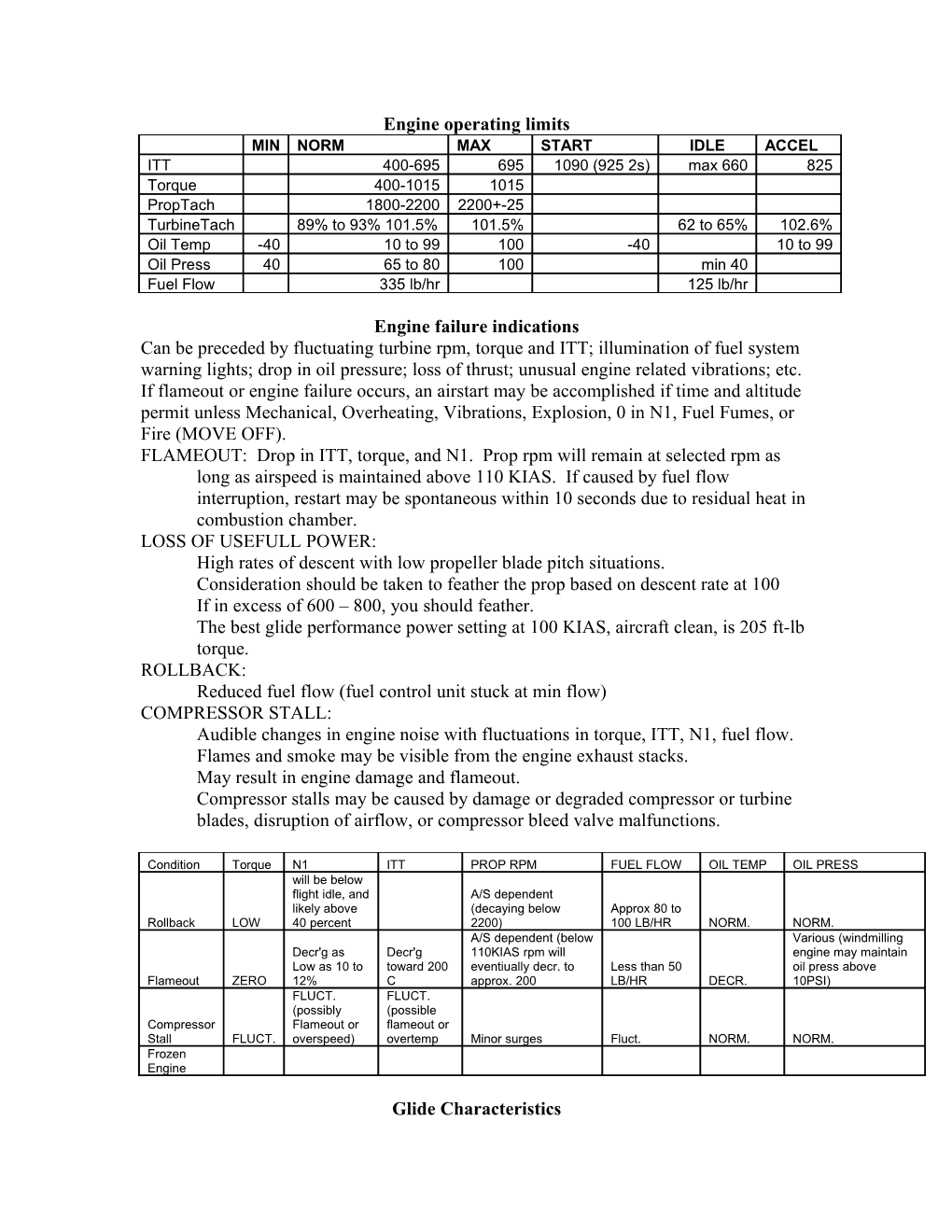 Engine Operating Limits