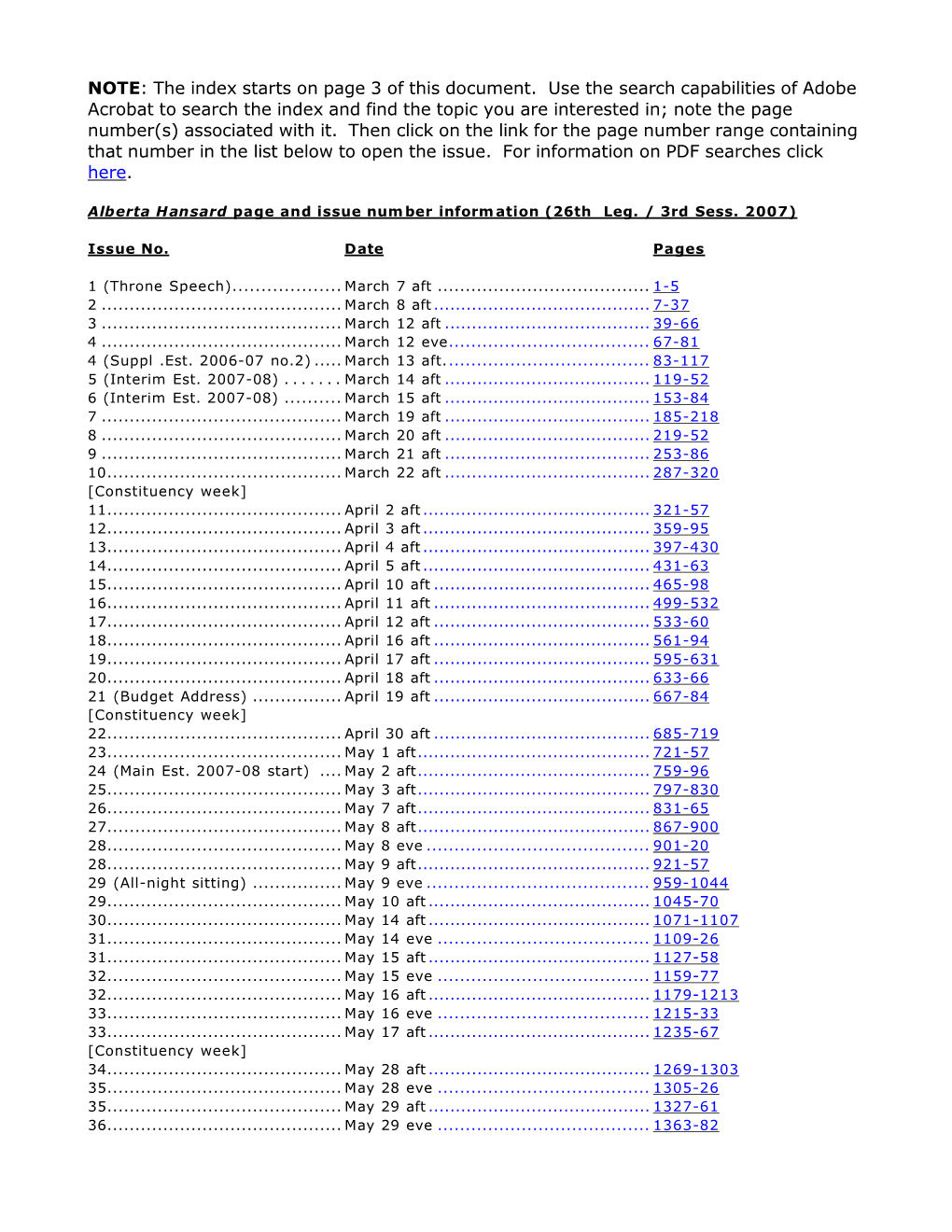 NOTE: the Index Starts on Page 3 of This Document