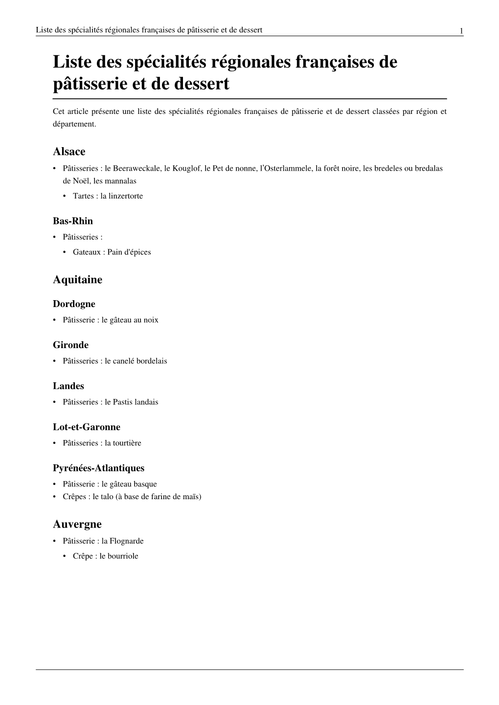 Liste Des Spécialités Régionales Françaises De Pâtisserie Et De Dessert 1 Liste Des Spécialités Régionales Françaises De Pâtisserie Et De Dessert