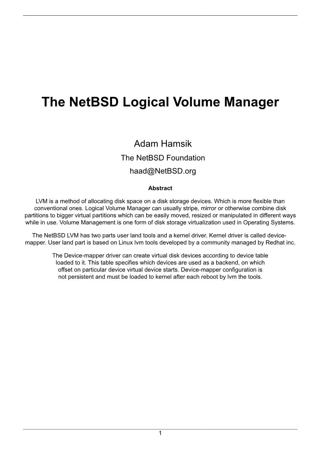 The Netbsd Logical Volume Manager