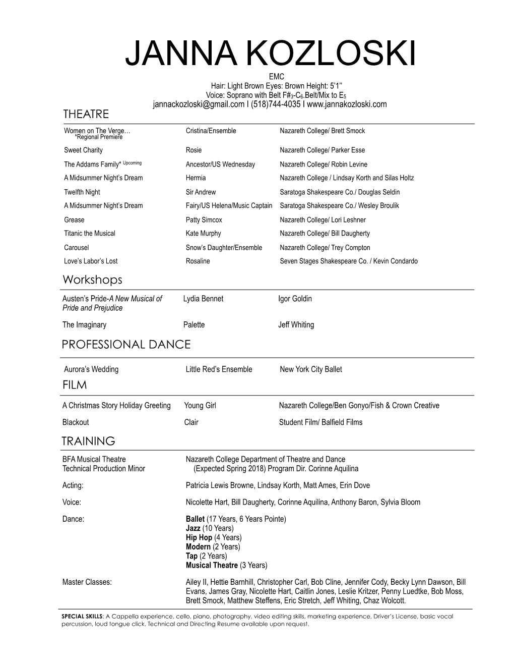 Janna Kozloski Resume