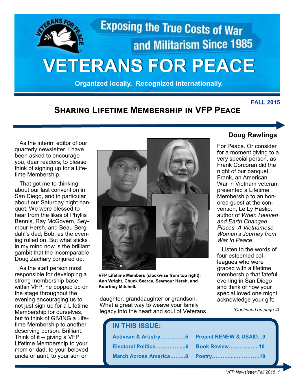FALL 2015 Sharing Lifetime Membership in VFP Peace