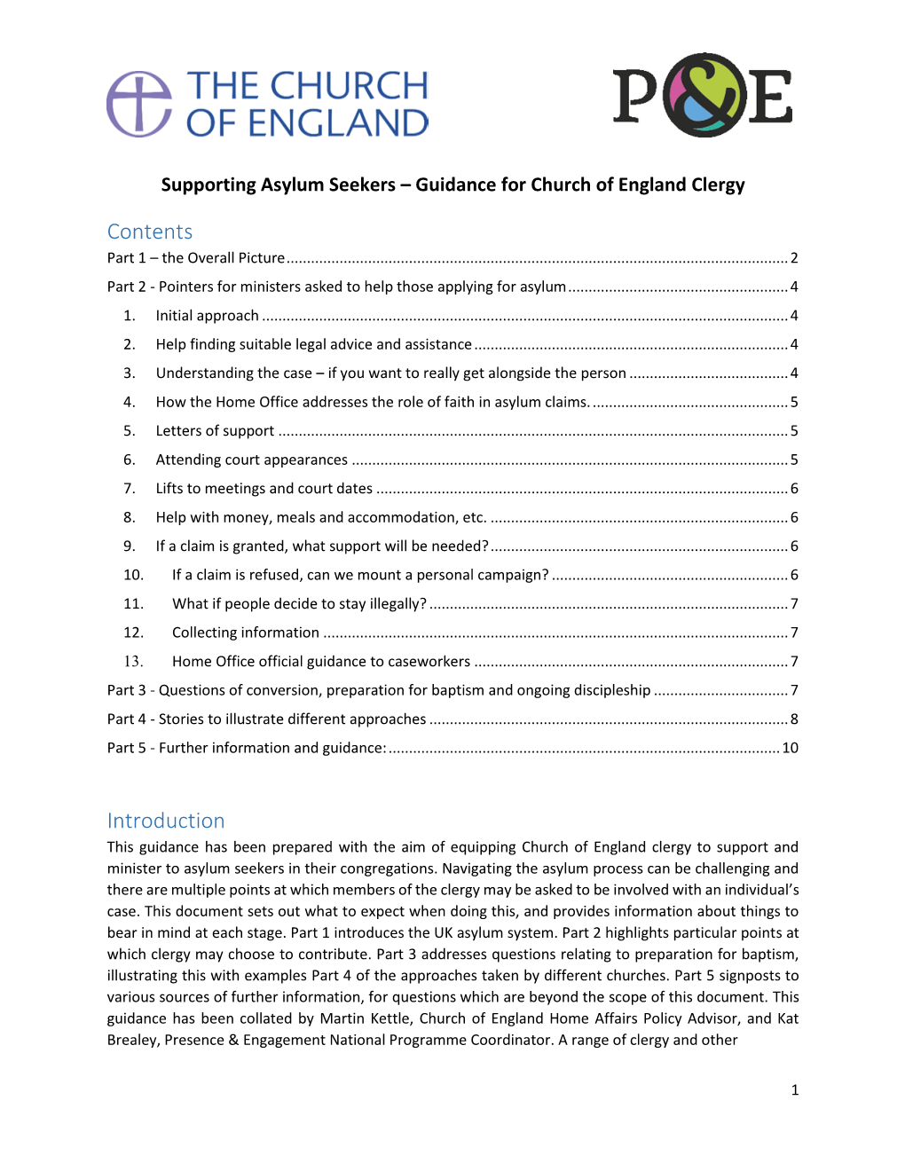 Supporting Asylum Seekers – Guidance for Church of England Clergy