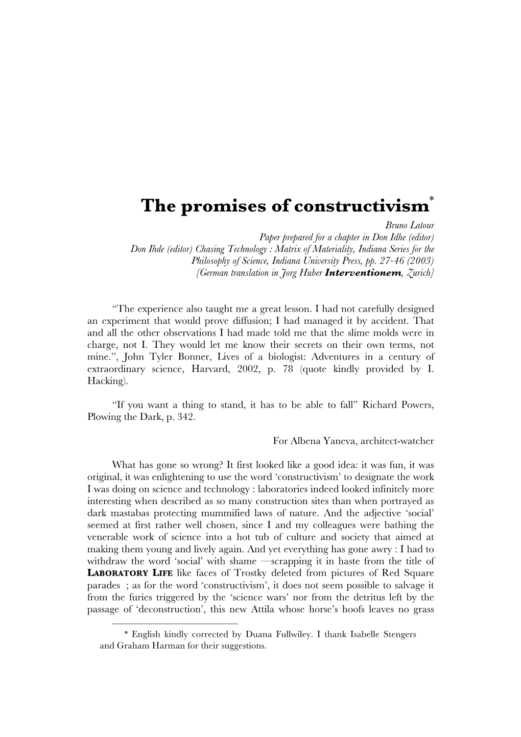 The Promises of Constructivism*