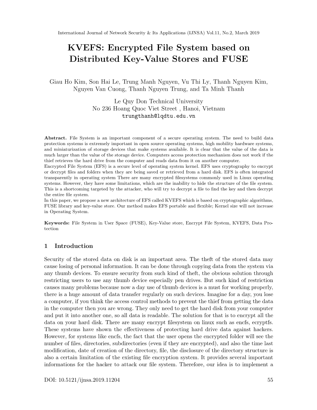 Encrypted File System Based on Distributed Key-Value Stores and FUSE