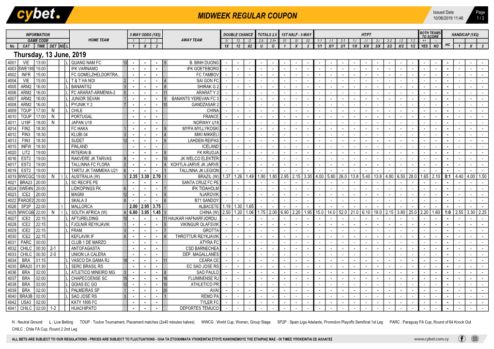 Midweek Regular Coupon 10/06/2019 11:46 1 / 2