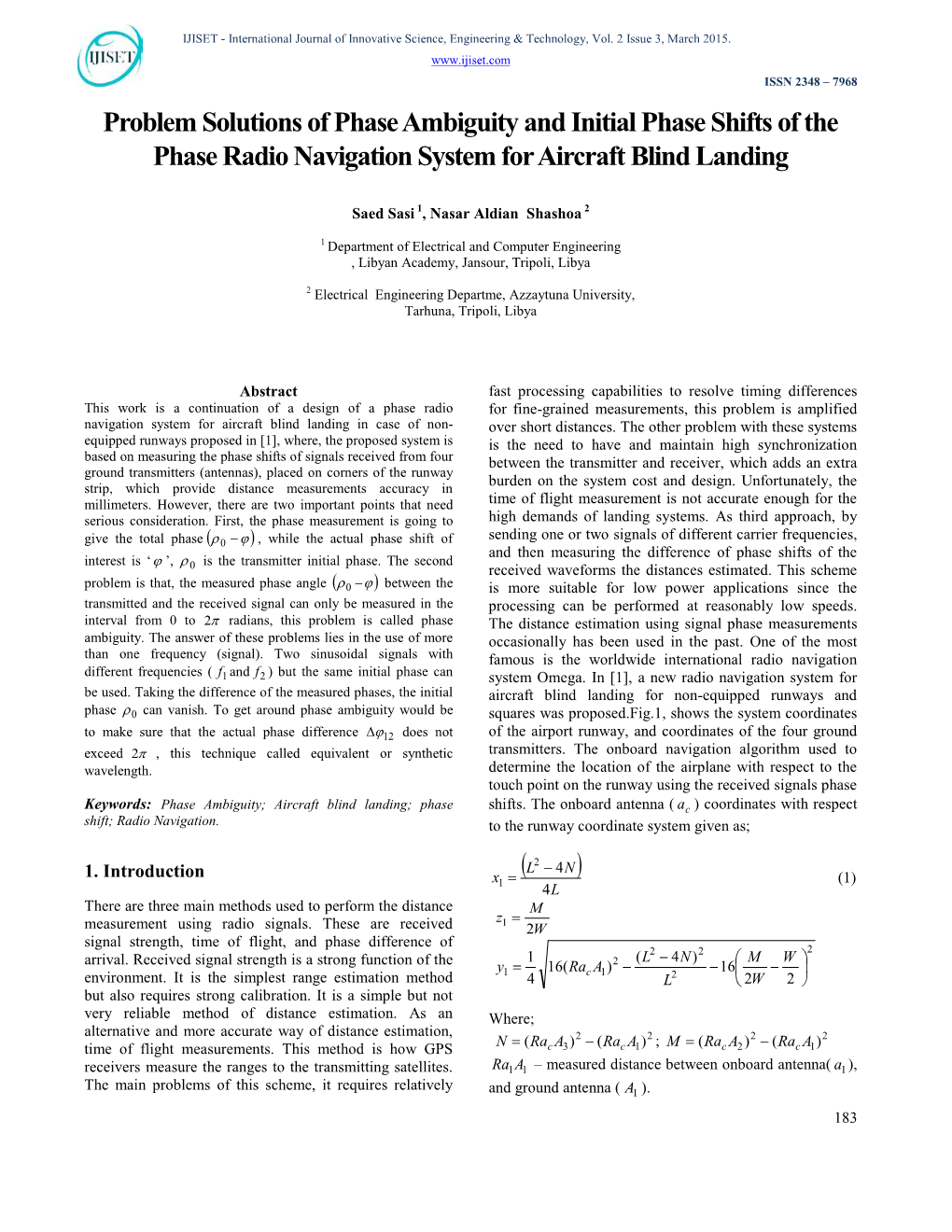 Problem Solutions of Phase Ambiguity and Initial Phase Shifts of the Phase Radio Navigation System for Aircraft Blind Landing