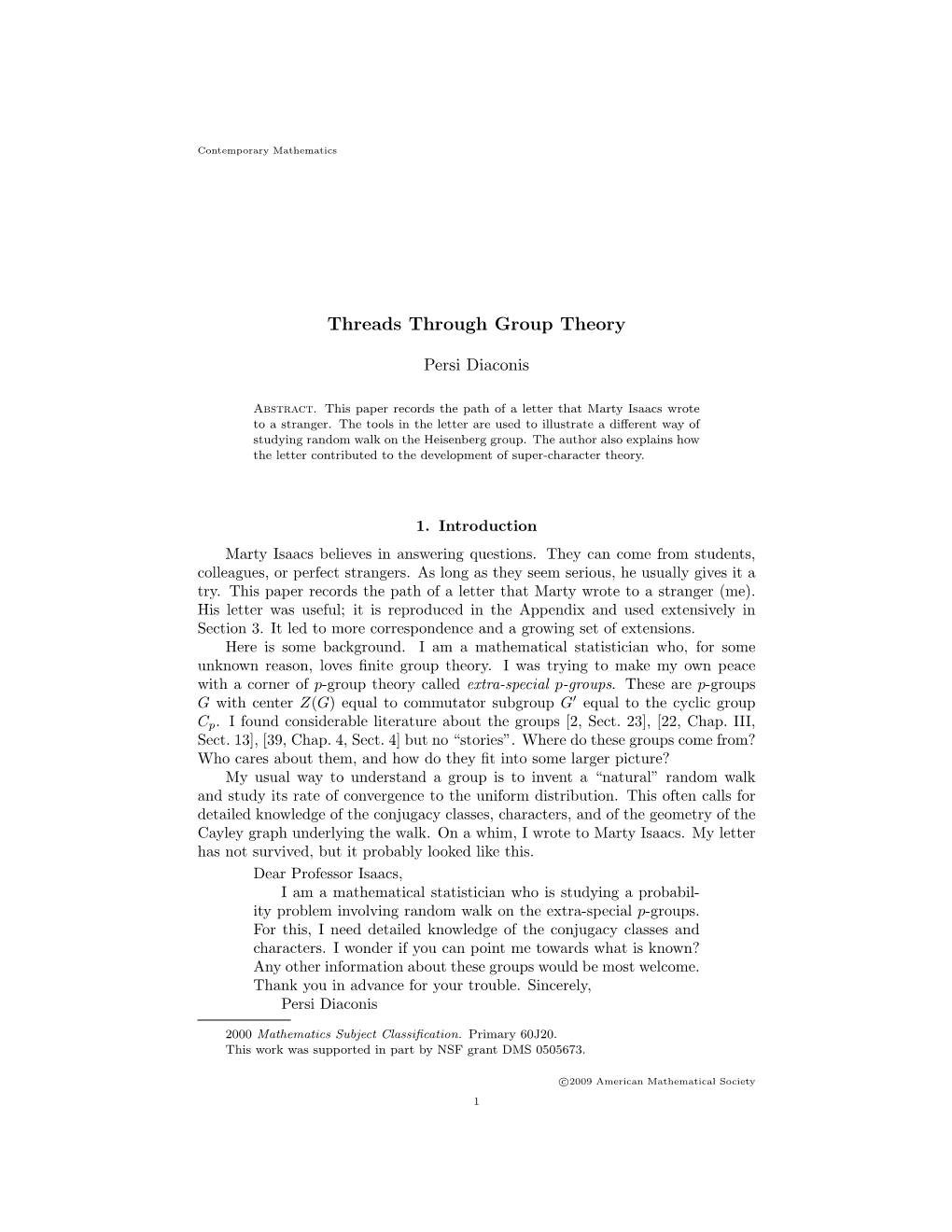 Threads Through Group Theory