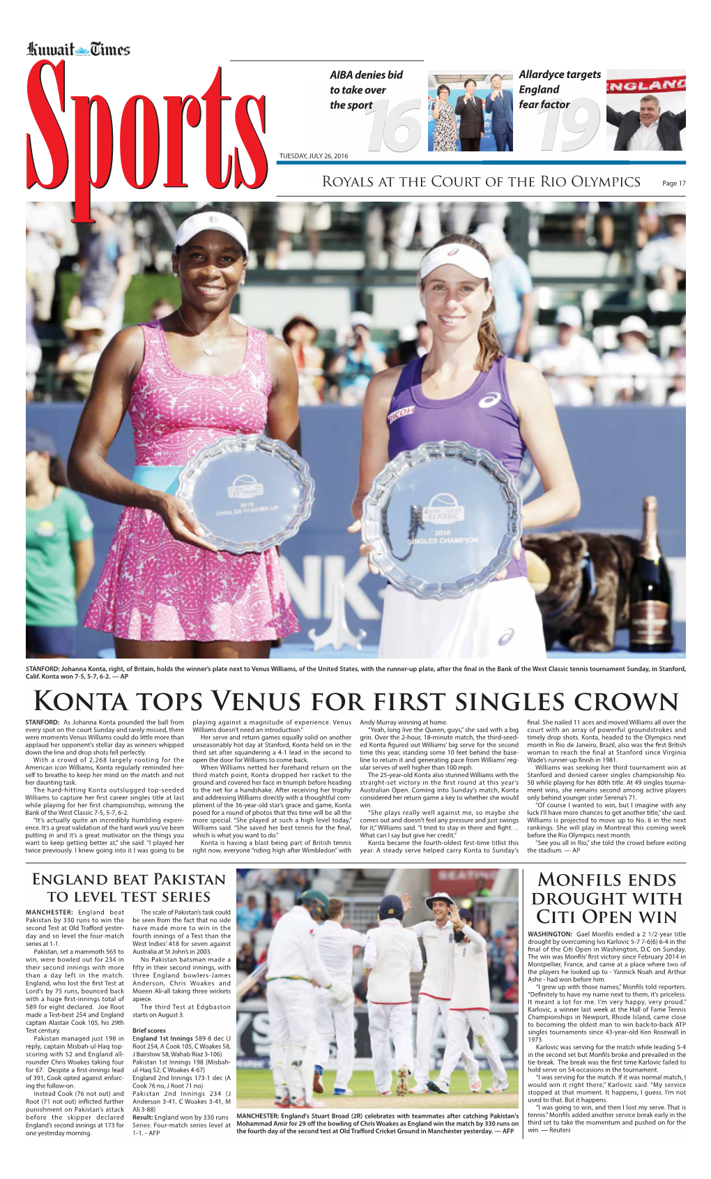 Konta Tops Venus for First Singles Crown