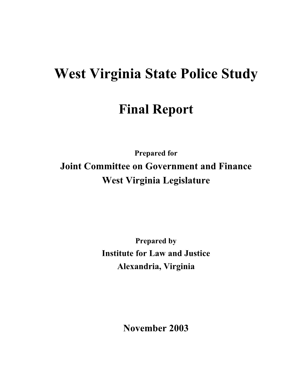 W Est Virginia State Police Study