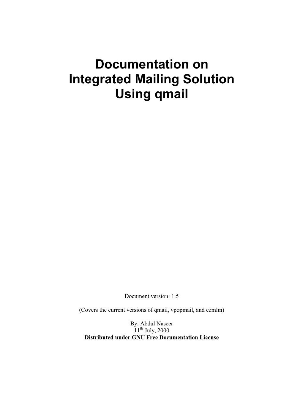 Documentation on Integrated Mailing Solution Using Qmail