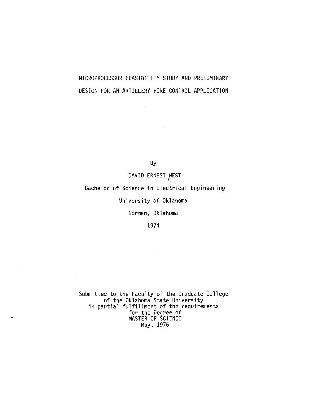 Microprocessor Feasibility Study and Preliminary Design for an Artillery Fire Control Application