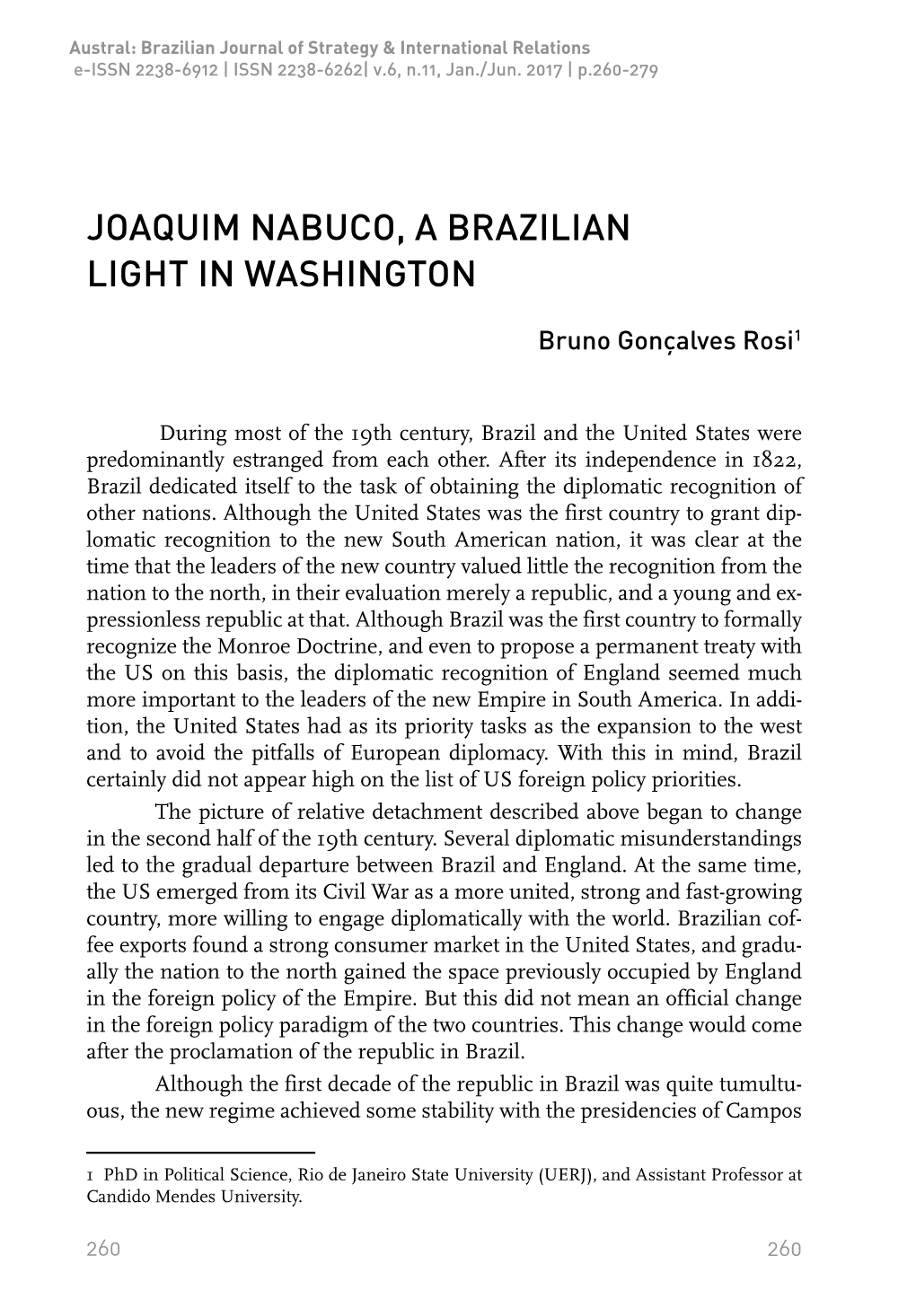 Joaquim Nabuco, a Brazilian Light in Washington