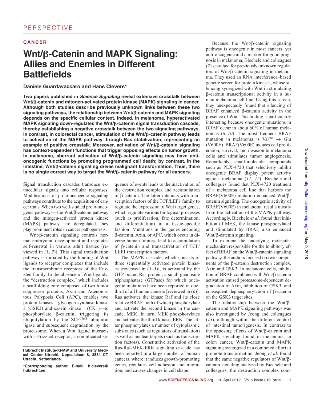 Wnt/ß-Catenin and MAPK Signaling