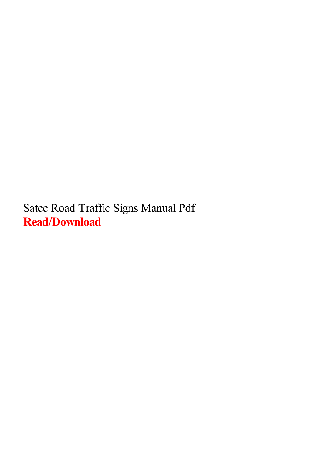 Satcc Road Traffic Signs Manual Pdf