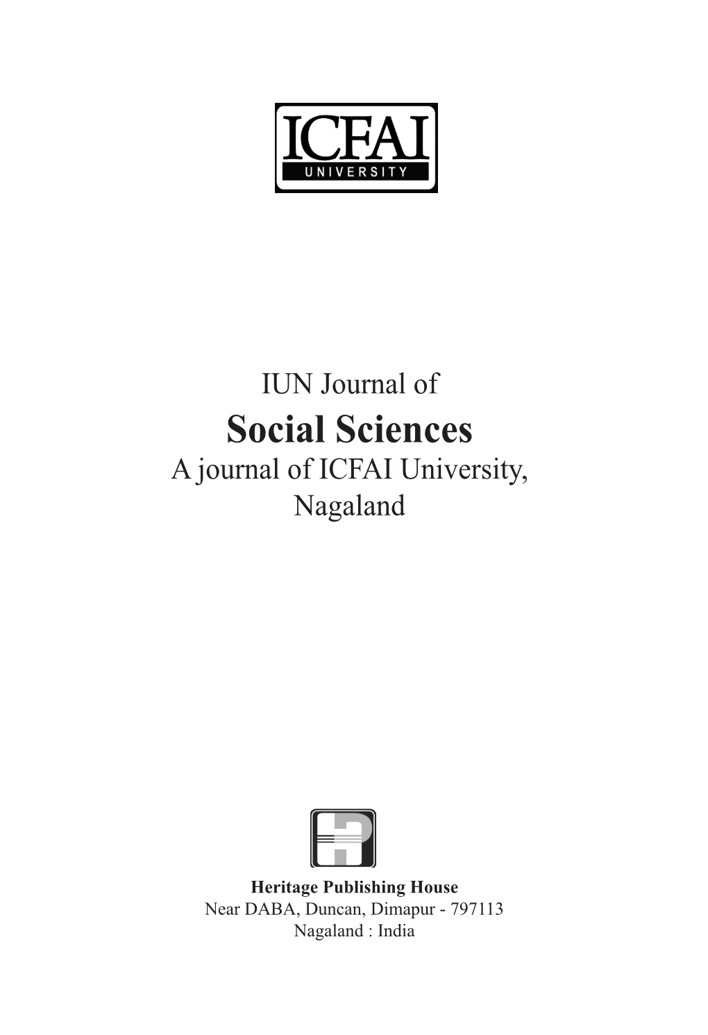 Social Sciences a Journal of ICFAI University, Nagaland