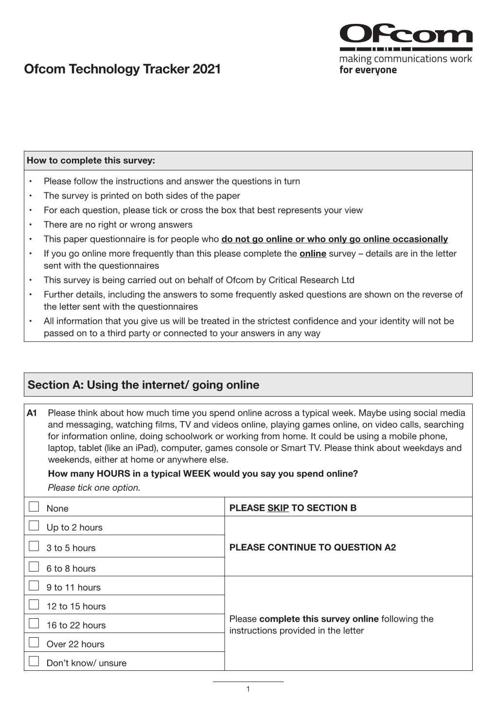 Technology Tracker 2021 Paper Questionnaire