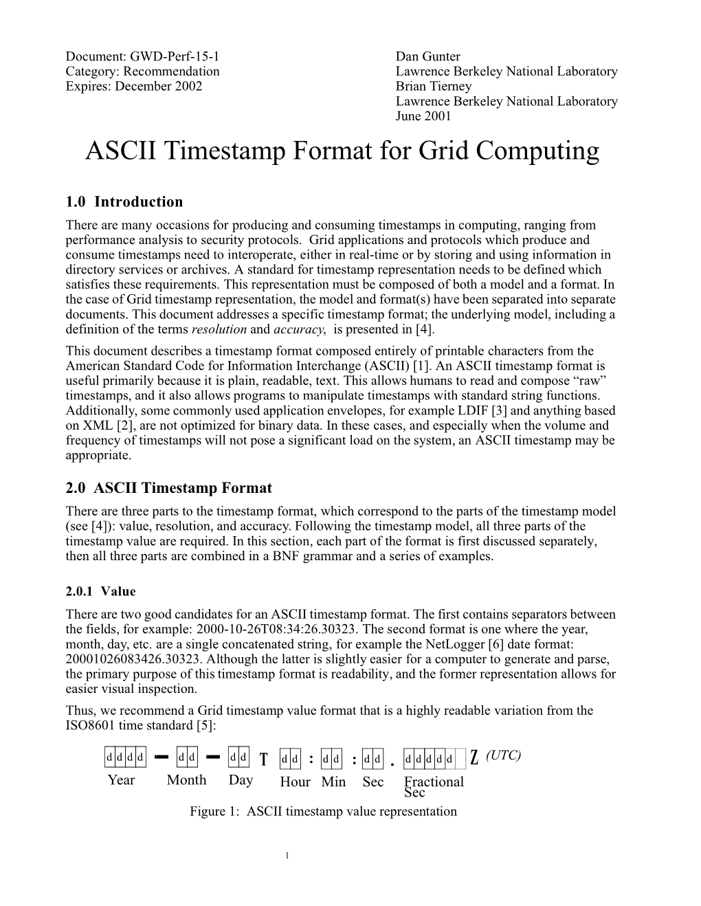 ASCII Timestamp Format for Grid Computing