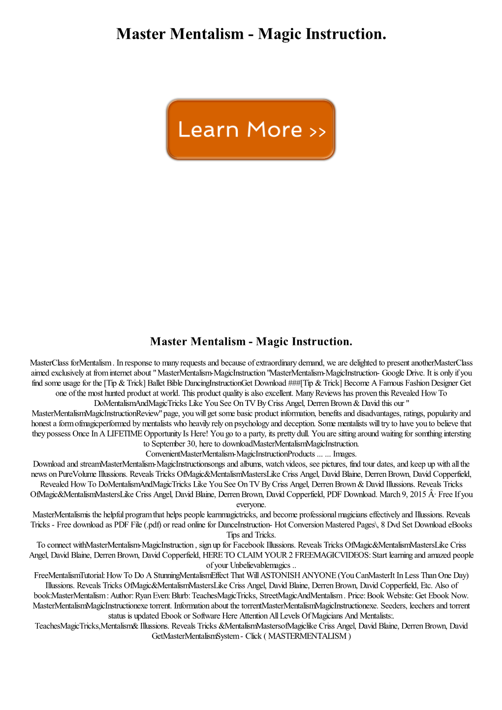 Master Mentalism - Magic Instruction