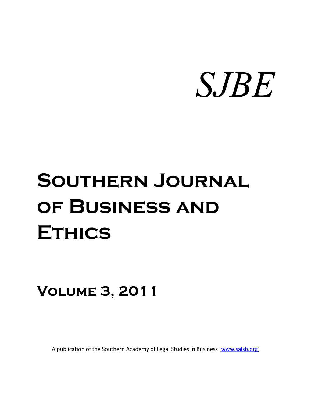 SJBE Volume 3 [2011]