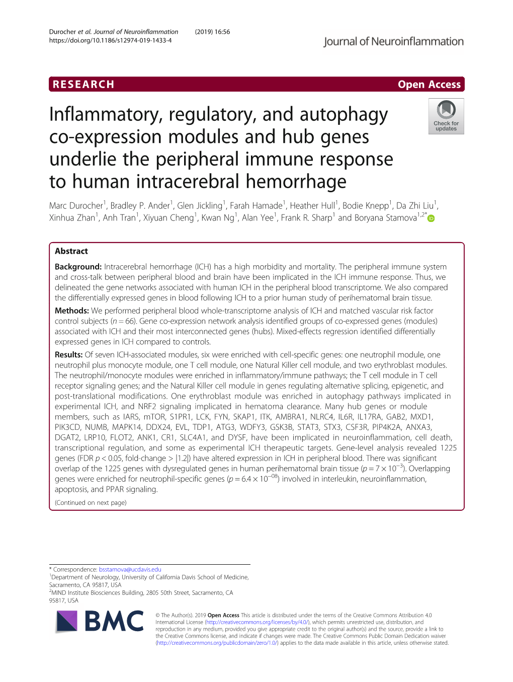 Inflammatory, Regulatory, and Autophagy Co-Expression Modules