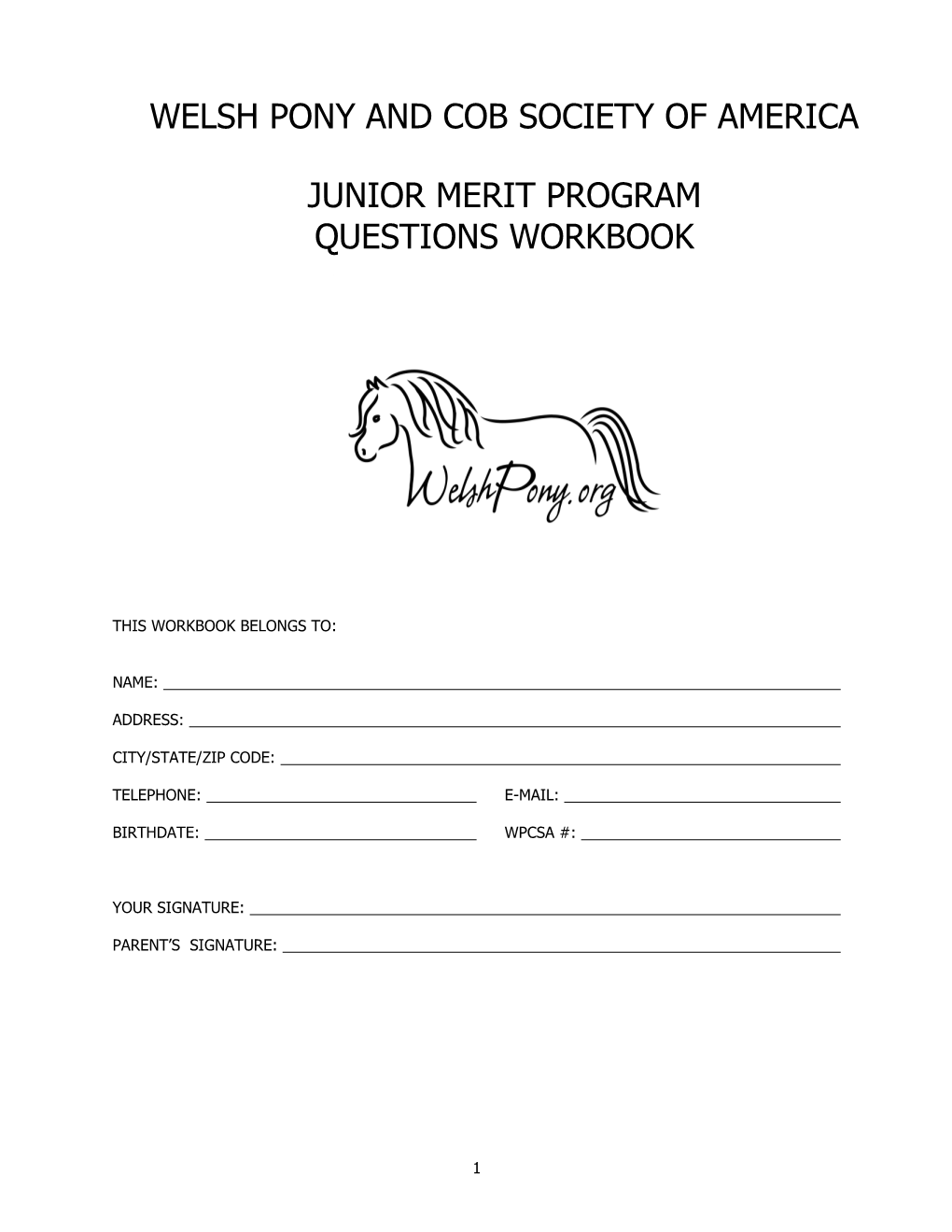 Welsh Pony and Cob Society of America Junior Merit