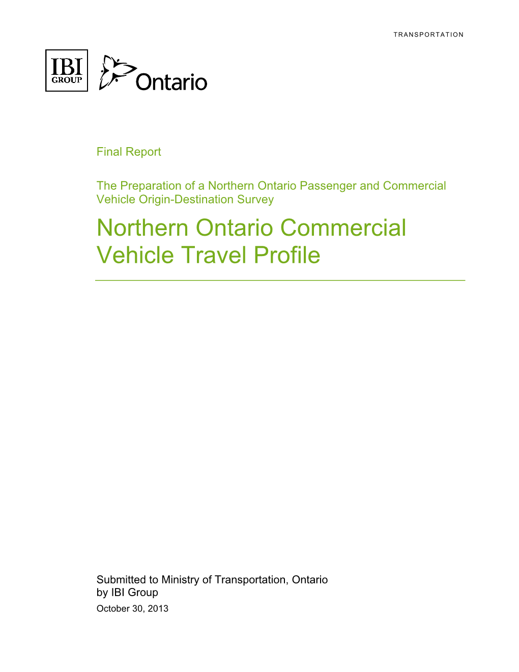 Northern Ontario Commercial Vehicle Travel Profile