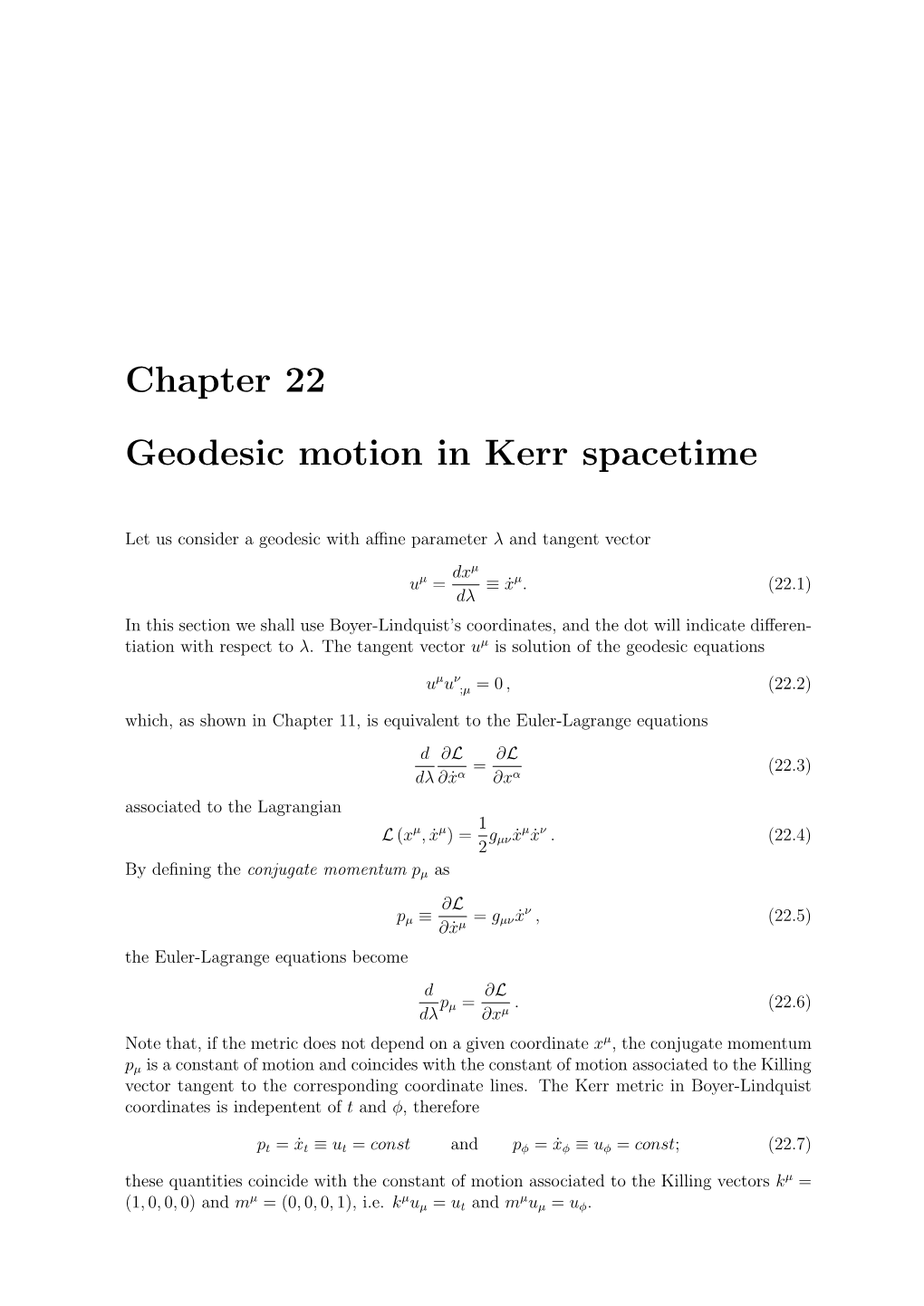 Chapter 22 Geodesic Motion in Kerr Spacetime