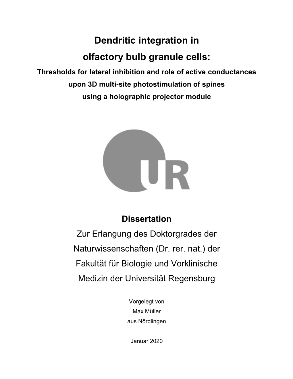 Dendritic Integration in Olfactory Bulb Granule Cells