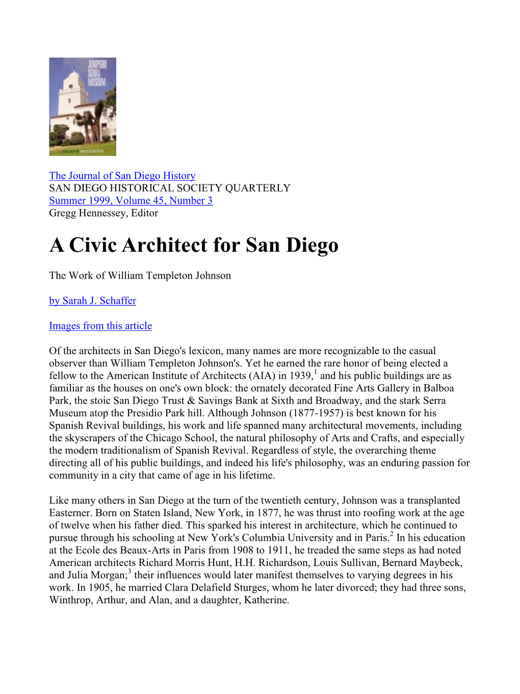 A Civic Architect for San Diego