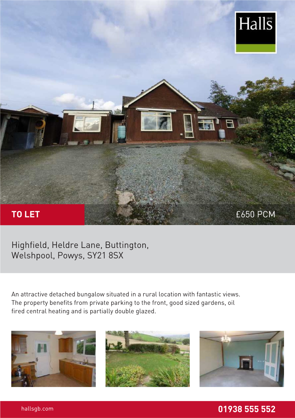 £650 PCM Highfield, Heldre Lane, Buttington, Welshpool, Powys