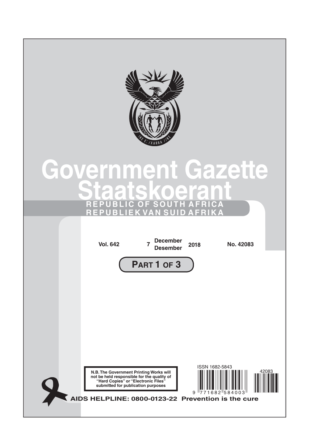 Government Gazette Staatskoerant REPUBLIC of SOUTH AFRICA REPUBLIEK VAN SUID AFRIKA